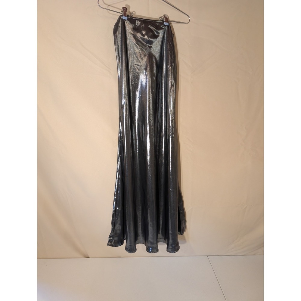 Wild Fable Silver Metallic Maxi Skirt XS | NWT | Recycled Polyester | Target‎ - Picture 2 of 6